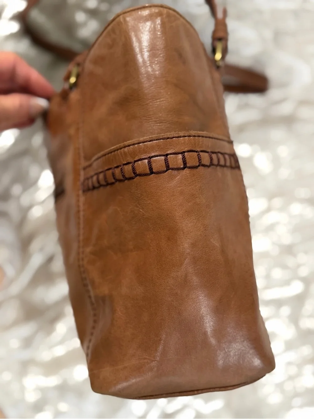 The Sak Sequoia Brown Embossed Leather Shoulder Tote